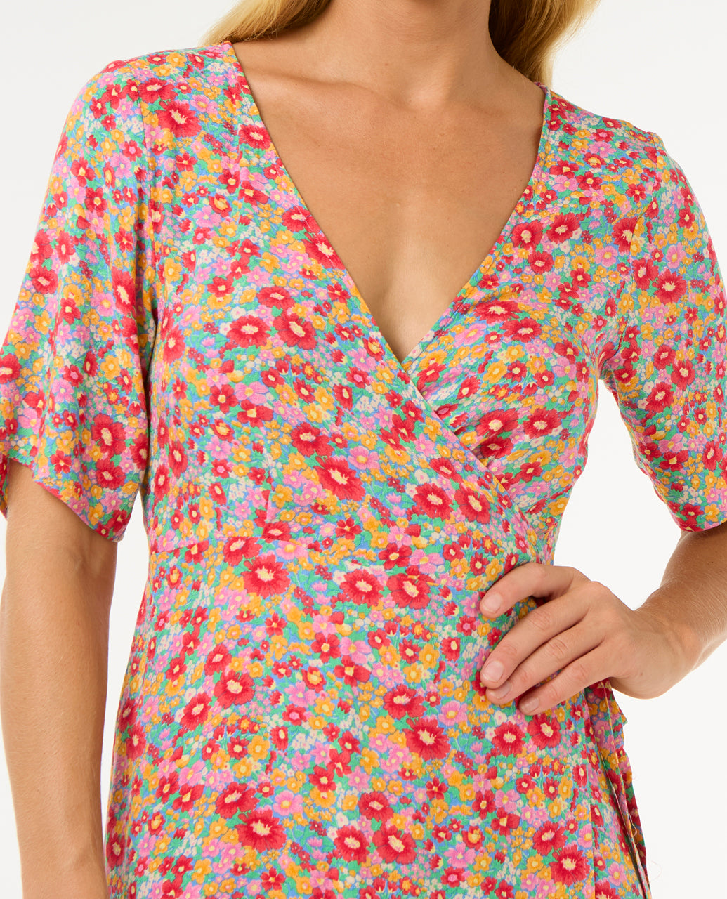 LAS DALIAS DITSY WRAP DRESS