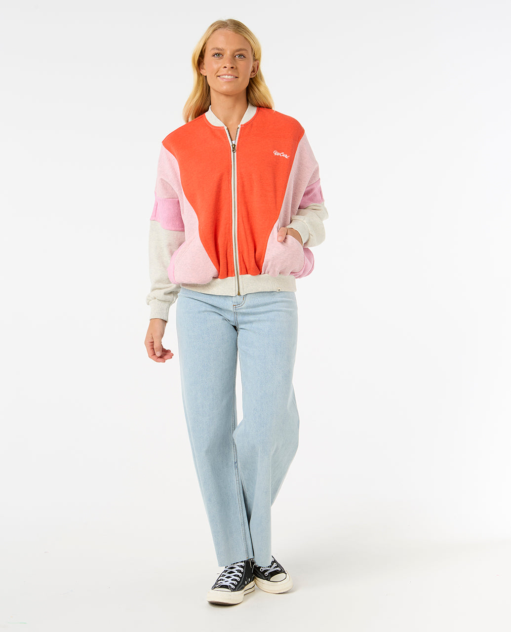 COLOUR BLOCK ZIP THRU