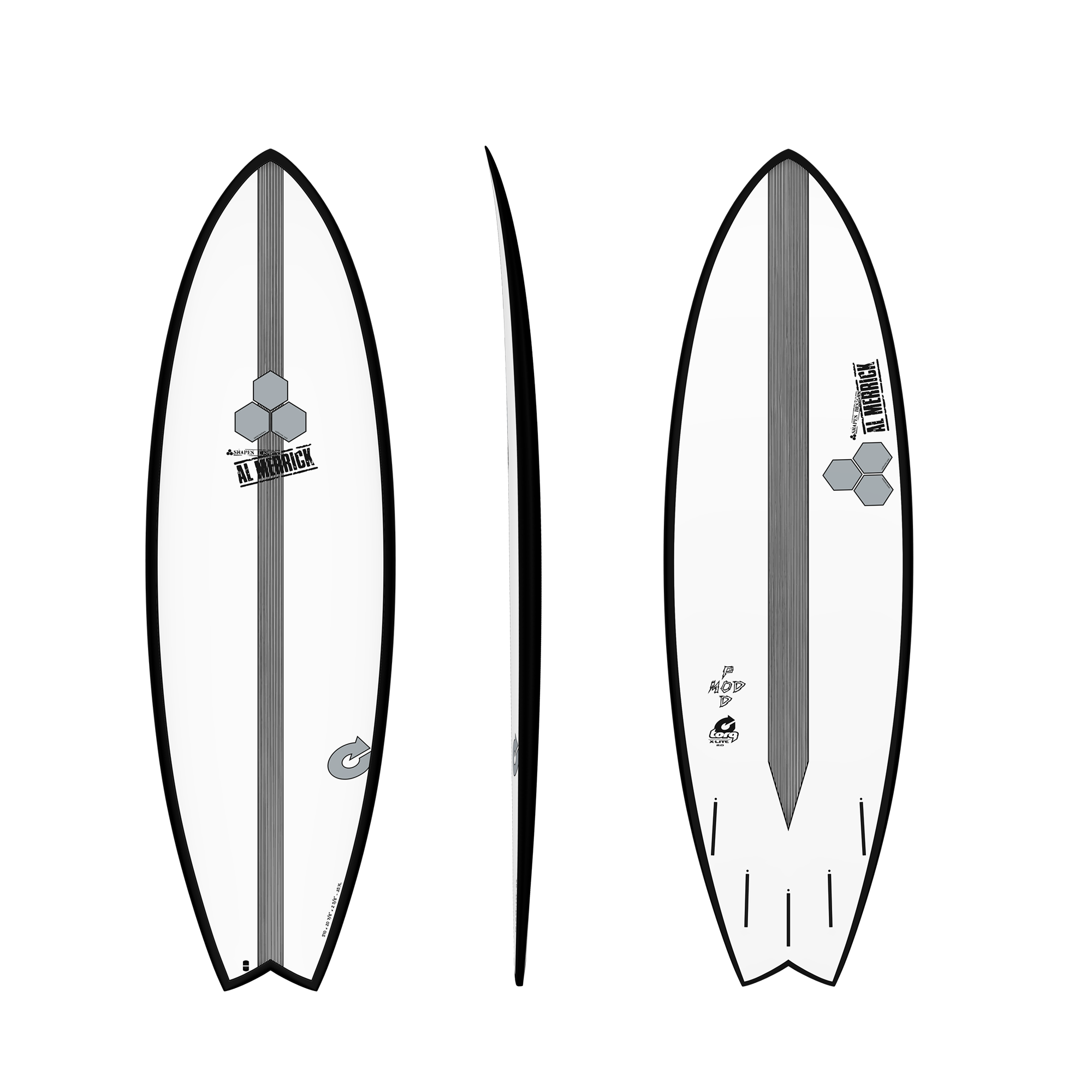 Channel Islands Pod Mod – Torq X-Lite – Futures – 5 Fin – Black Rail - 5'10 /  6'6