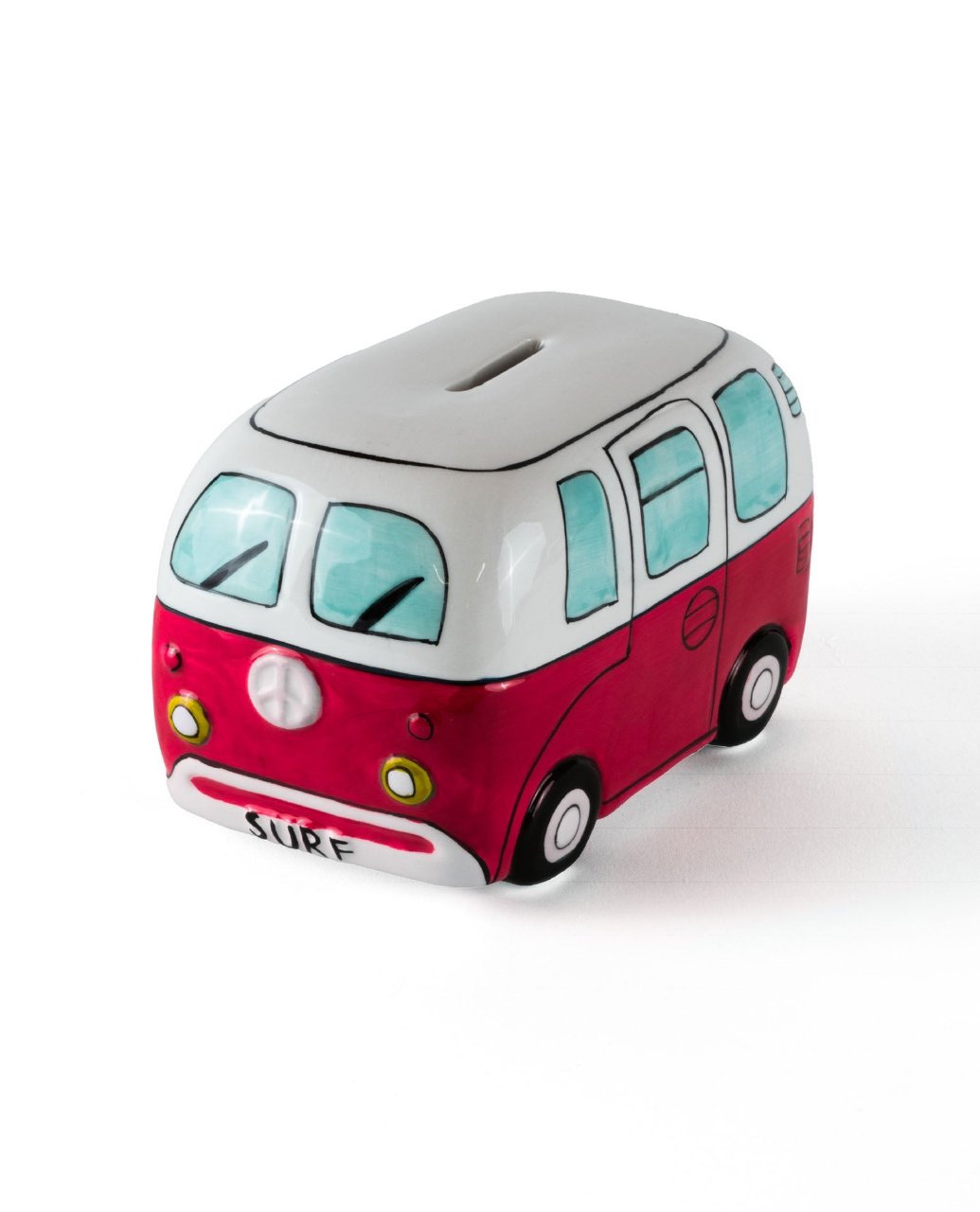 surf van piggy bank - red