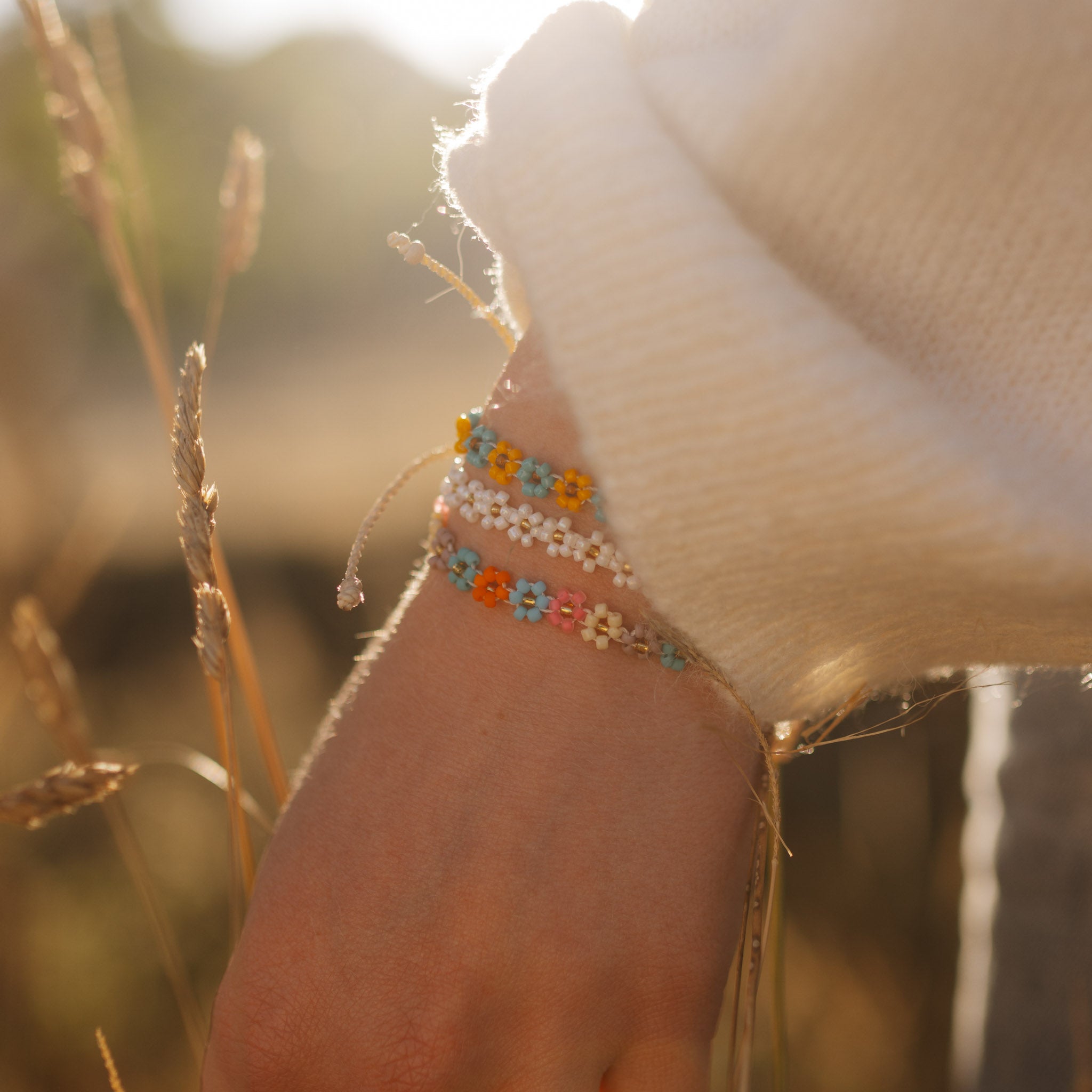 Kelopak Daisy Chain Beaded Bracelet - Turquoise
