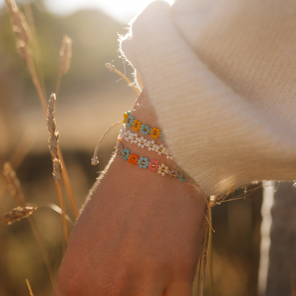 Kelopak Daisy Chain Beaded Bracelet - Turquoise