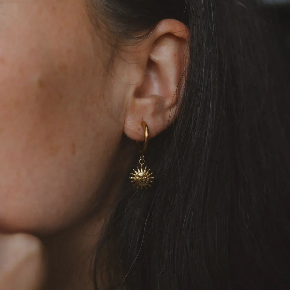 Sun Hoop Earrings  Steel